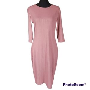NWT Bailey’s Blossom Boutique sz M Ribbed Dusty Pink BodyCon Dress